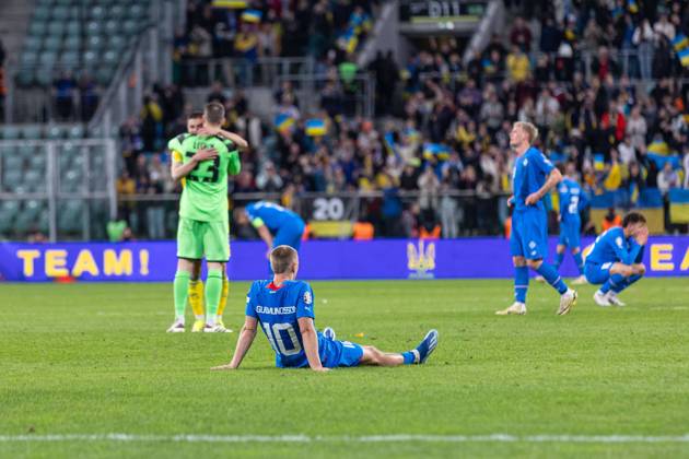 WROCLAW 26.03.2024 FINALOWY MECZ BARAZOWY ELIMINACJE DO MISTRZOSTW EUROPY 2024: UKRAINA - ISLANDIA --- UEFA EURO, EM, Europameisterschaft,Fussball 2024 QUALIFICATION FINAL PLAY-OFF MATCH IN WROCLAW: UKRAINE - ISLAND nz ALBERT GUDMUNDSSON ANDRIY LUNIN FOT. ERNEST KOLODZIEJ 400mm.pl NEWSPIX.PL --- Newspix.pl 20240326_KOL1814