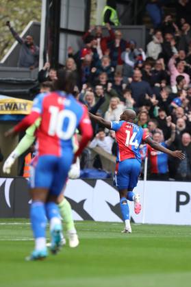 Jean-Philippe Mateta of Crystal Palace celebrates his goal during the Premier League match between Crystal Palace and Manchester City at Selhurst Park, London, England on 6 April 2024. Copyright: xJoshuaxSmithx 40400044