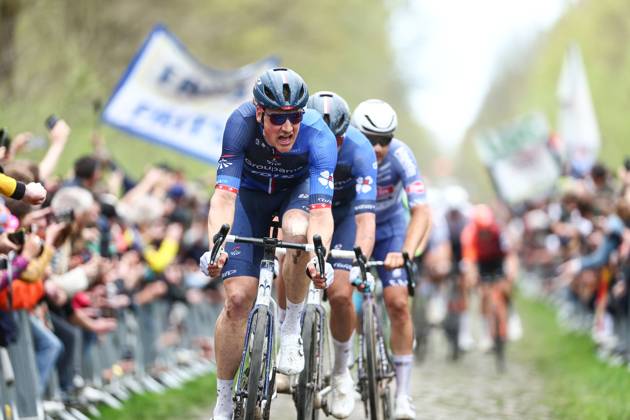 Swiss Stefan Kung of Groupama-FDJ pictured in action during the men s elite race of the Paris-Roubaix cycling event, 260,0km from Compiegne to Roubaix, France on Sunday 07 April 2024. DAVIDxPINTENS x90527956x