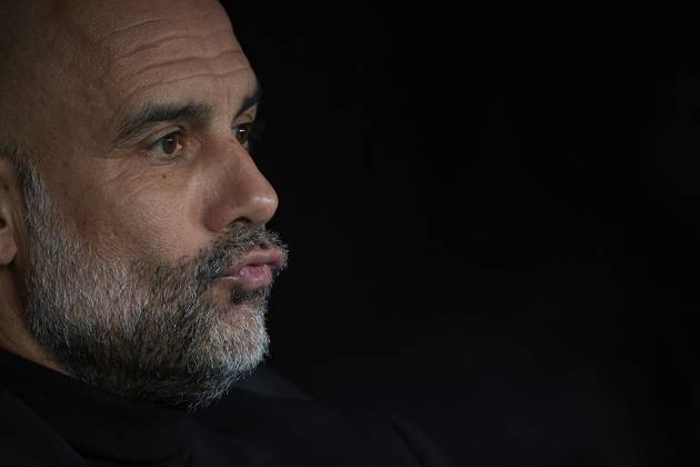 2024-04-09 Real Madrid CF v Manchester City - Quarter-final First Leg - UEFA Champions League 2023 24 MADRID, SPAIN - APRIL 9: Pep Guardiola head coach of Manchester City looks on during the Quarter-final First Leg - UEFA Champions League match between Real Madrid CF and Manchester City at Estadio Santiago Bernabeu on April 9, 2024 in Madrid, Spain. (Photo by Pablo Morano BSR Agency) Madrid Spain Content not available for redistribution in The Netherlands directly or indirectly through any third parties. Copyright: xBSRxAgencyx