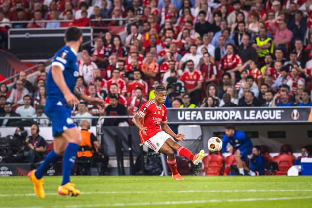 April 11, 2024, Lisbon, Portugal: David Neres of SL Benfica in action during the UEFA Europa League quarterfinal first leg match between SL Benfica and Olympique de Marseille at Estadio da Luz in Lisbon. Lisbon Portugal - ZUMAs197 20240411_aaa_s197_541 Copyright: xHenriquexCasinhasx