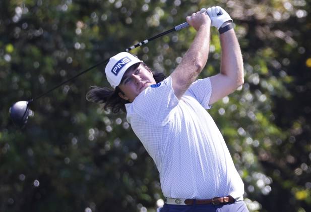 Neal Shipley drives off the eleventh tee in the second round of the Masters Tournament at Augusta National Golf Club in Augusta, Georgia on Friday, April 12, 2024.  AUG20240412516 TANNENxMAURY