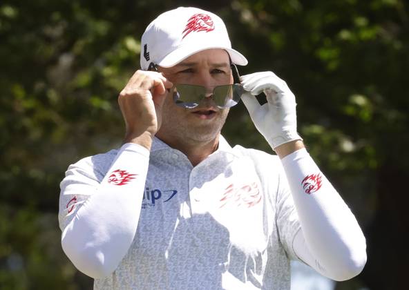 Spain s Sergio Garcia looks at the fairway before teeing off on the fourth hole in the second round of the Masters Tournament at Augusta National Golf Club in Augusta, Georgia on Friday, April 12, 2024.  AUG20240412555 TANNENxMAURY