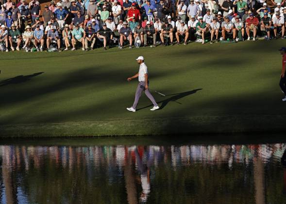 Scottie Scheffler walks to the sixteenth green during the third round of the Masters Tournament at Augusta National Golf Club in Augusta, Georgia on Saturday, April 13, 2024.  AUG20240413148 JOHNxANGELILLO