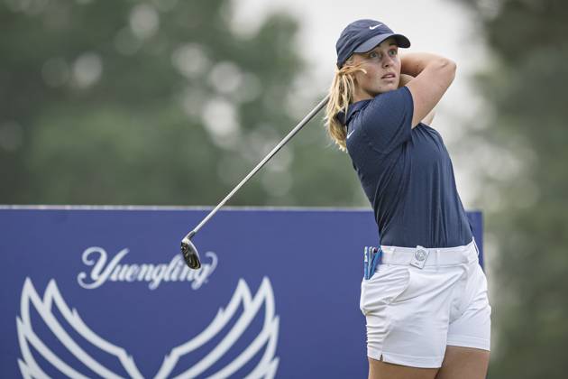 April 18, 2024, The Woodlands, Texas, USA: MAJA STARK tees off at the 5th hole during round 1 of The Chevron Championship at The Club at Carlton Woods on April 18, 2024, in The Woodlands, Texas. The Woodlands USA - ZUMAp213 20240418_znp_p213_057 Copyright: xLynnxPenningtonx