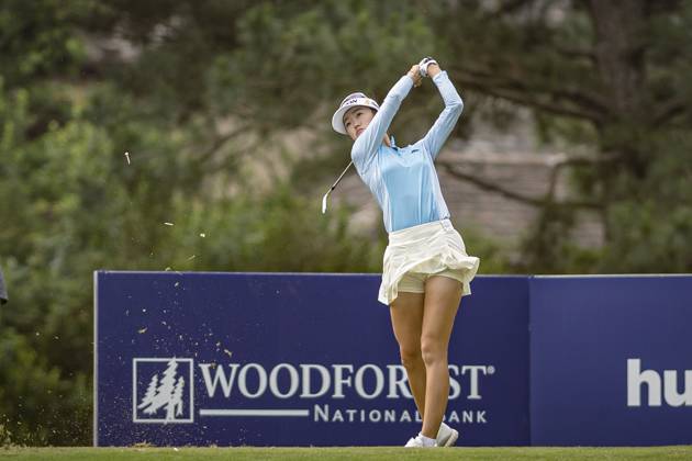 April 18, 2024, The Woodlands, Texas, USA: GRACE KIM tees off at the 7th hole during round 1 of The Chevron Championship at The Club at Carlton Woods on April 18, 2024, in The Woodlands, Texas. The Woodlands USA - ZUMAp213 20240418_znp_p213_064 Copyright: xLynnxPenningtonx