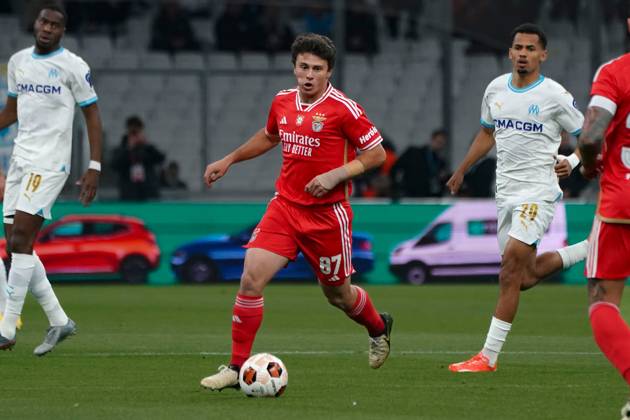 Joao Neves (SL Benfica) FOOTBALL : Olympique de Marseille vs SL Benfica - Ligue Europa - Quart de finale retour - Marseille - 18 04 2024 NorbertScanella Panoramic
