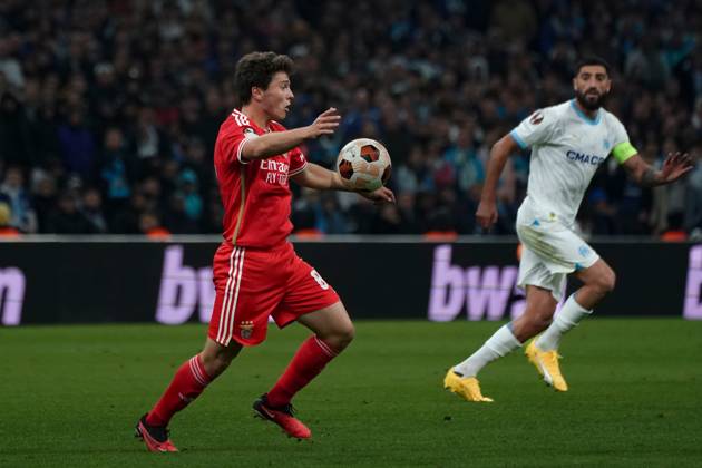Joao Neves (SL Benfica) FOOTBALL : Olympique de Marseille vs SL Benfica - Ligue Europa - Quart de finale retour - Marseille - 18 04 2024 NorbertScanella Panoramic