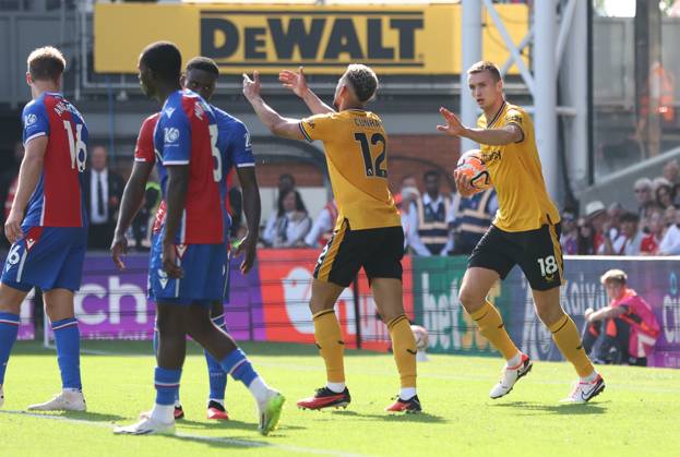 Crystal Palace v Wolverhampton Wanderers - Premier League - Selhurst Park September 3, 2023, London: London, England, 3rd September 2023. Matheus Cunha of Wolverhampton Wanderers celebrates after he scores to make it 3-2 during the Premier League match at Selhurst Park, London. London EDITORIAL USE ONLY Copyright: xx ZUMA-20230903_faf_si1_109.jpg PaulxTerryx csmphotothree148839