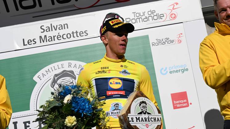 25-04-2024 Tour De Romandie; Tappa 02 Fribourg - Les Marecottes; 2024, Lidl - Trek; Nys, Thibau; Les Marecottes;