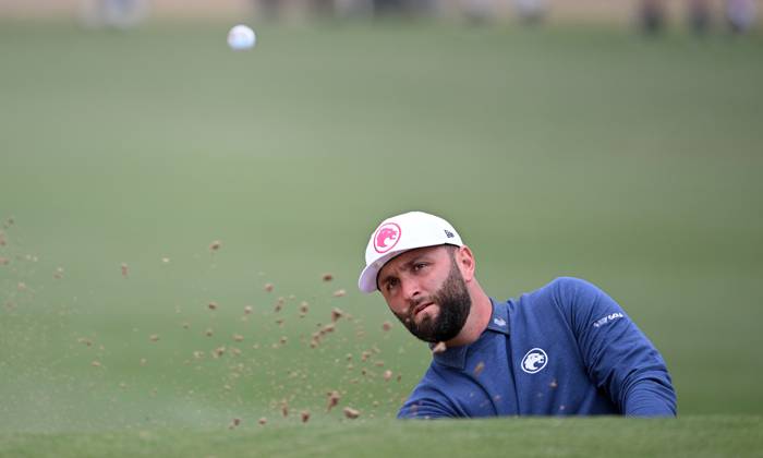 LIV GOLF ADELAIDE, Legion XIII Captain Jon Rahm in action on Day 1 of LIV Golf Adelaide at the Grange Golf Club in Adelaide, Friday, April 26, 2024. ( NO ARCHIVING, EDITORIAL USE ONLY, NO USE IN BOOKS WITHOUT CONSENT ADELAIDE SOUTH AUSTRALIA AUSTRALIA  Copyright: xMICHAELxERREYx 20240426176857296499