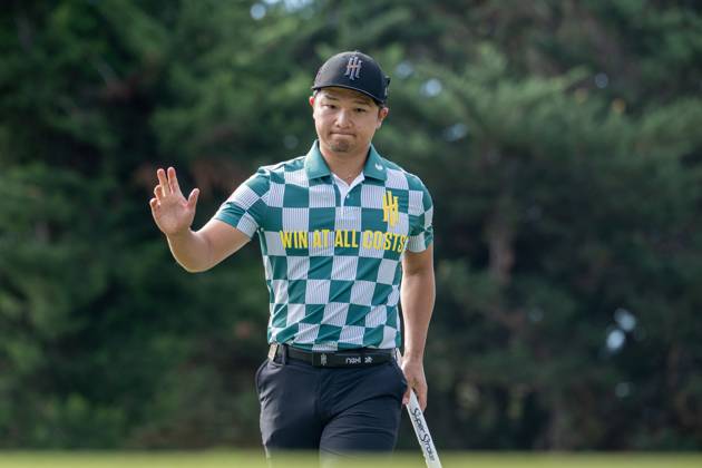 LIV GOLF ADELAIDE, This handout photograph shows Jinichiro Kozuma of Iron Heads GC react during the first round of LIV Golf Adelaide at the Grange Golf Club in Adelaide, Friday, April 26, 2024. ( NO ARCHIVING, EDITORIAL USE ONLY, NO USE IN BOOKS WITHOUT CONSENT ADELAIDE SOUTH AUSTRALIA AUSTRALIA  Copyright: xJONxFERREYx 20240426181670855592