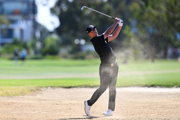 LIV GOLF ADELAIDE, Andy Ogletree of the HyFlyers GC plays a shot on day 2 of LIV Golf Adelaide at the Grange Golf Club in Adelaide, Saturday, April 27, 2024. ( NO ARCHIVING, EDITORIAL USE ONLY, NO USE IN BOOKS WITHOUT CONSENT ADELAIDE SOUTH AUSTRALIA AUSTRALIA  Copyright: xMICHAELxERREYx 20240427153464925395
