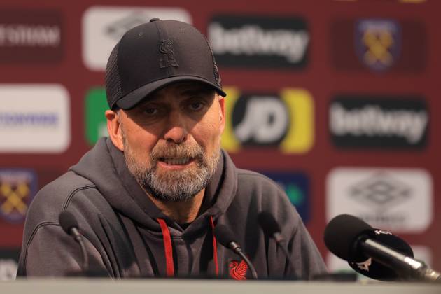 London, England, 27th April 2024. Jurgen Klopp, Manager of Liverpool talks in a press conference, PK, Pressekonferenz after the Premier League match at the London Stadium, London. Picture credit should read: Paul Terry Sportimage EDITORIAL USE ONLY. No use with unauthorised audio, video, data, fixture lists, club league logos or live services. Online in-match use limited to 120 images, no video emulation. No use in betting, games or single club league player publications. SPI-3108-0054