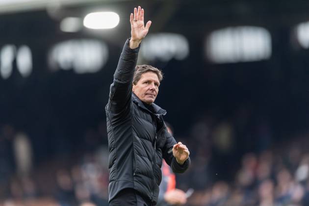 Oliver Glasner, manager of Crystal Palace acknowledges the fans after the 1-1 draw the Premier League match between Fulham and Crystal Palace at Craven Cottage, London, England on 27 April 2024. Copyright: xGrantxWinterx 40710089