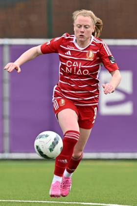 RSC ANDERLECHT VS STANDARD Amber Barrett (9) of Standard pictured during a female soccer game between RSC Anderlecht and Standard Femina de Liege on the 6 th matchday of the play offs in the 2023 - 2024 season of the Belgian Lotto Womens Super League , on Saturday 27 April 2024 in Anderlecht , Belgium . PHOTO SPORTPIX David Catry Anderlecht Lotto Park Brussel Belgium Copyright: xSportpix.bex xDavidxCatryxDavidxCatryx