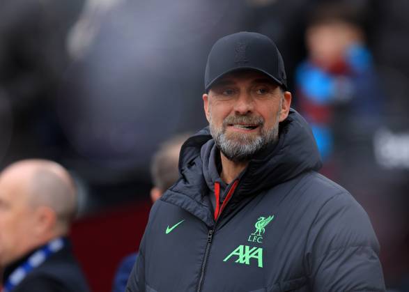 London, England, 27th April 2024. Jurgen Klopp, Manager of Liverpool during the Premier League match at the London Stadium, London. Picture credit should read: Paul Terry Sportimage EDITORIAL USE ONLY. No use with unauthorised audio, video, data, fixture lists, club league logos or live services. Online in-match use limited to 120 images, no video emulation. No use in betting, games or single club league player publications. SPI-3108-0102