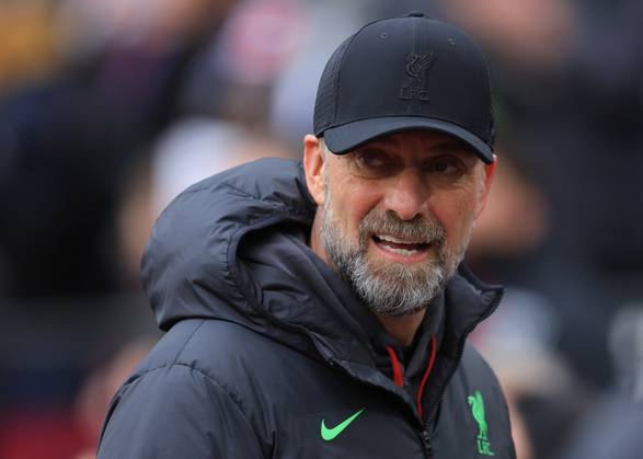 London, England, 27th April 2024. Jurgen Klopp, Manager of Liverpool during the Premier League match at the London Stadium, London. Picture credit should read: Paul Terry Sportimage EDITORIAL USE ONLY. No use with unauthorised audio, video, data, fixture lists, club league logos or live services. Online in-match use limited to 120 images, no video emulation. No use in betting, games or single club league player publications. SPI-3108-0103