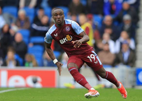 Brighton and Hove, England, 5th May 2024. Moussa Diaby of Aston Villa during the Premier League match at the AMEX Stadium, Brighton and Hove. Picture credit should read: Paul Terry Sportimage EDITORIAL USE ONLY. No use with unauthorised audio, video, data, fixture lists, club league logos or live services. Online in-match use limited to 120 images, no video emulation. No use in betting, games or single club league player publications. SPI-3134-0052