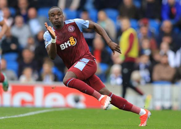Brighton and Hove, England, 5th May 2024. Moussa Diaby of Aston Villa during the Premier League match at the AMEX Stadium, Brighton and Hove. Picture credit should read: Paul Terry Sportimage EDITORIAL USE ONLY. No use with unauthorised audio, video, data, fixture lists, club league logos or live services. Online in-match use limited to 120 images, no video emulation. No use in betting, games or single club league player publications. SPI-3134-0053