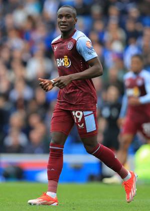 Brighton and Hove, England, 5th May 2024. Moussa Diaby of Aston Villa during the Premier League match at the AMEX Stadium, Brighton and Hove. Picture credit should read: Paul Terry Sportimage EDITORIAL USE ONLY. No use with unauthorised audio, video, data, fixture lists, club league logos or live services. Online in-match use limited to 120 images, no video emulation. No use in betting, games or single club league player publications. SPI-3134-0060