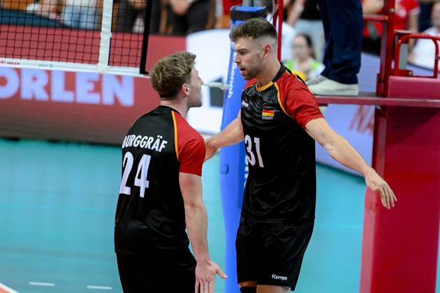 KATOWICE 15.05.2024 MECZ TOWARZYSKI SIATKOWKA: POLSKA - NIEMCY --- INTERNATIONAL VOLLEYBALL FRIENDLY MATCH: POLAND - GERMANY N Z ERIC BURGGRAF YANN BOHME FOT. PAWEL PIOTROWSKI 400mm.pl NEWSPIX.PL --- Newspix.pl POLAND OUT!  20240515PAP026