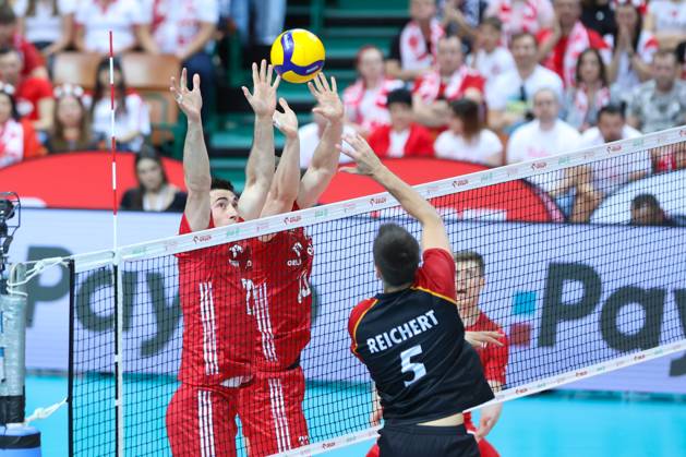 KATOWICE 15.05.2024 MECZ TOWARZYSKI REPREZENTACJI SIATKARZY: POLSKA - NIEMCY --- MENS VOLLEYBALL FRIENDLY MATCH POLAND - GERMANY IN KATOWICE KAROL BUTRYN MORITZ REICHERT FOT. ANNA KLEPACZKO FOTOPYK NEWSPIX.PL --- Newspix.pl POLAND OUT!  240515LUM146