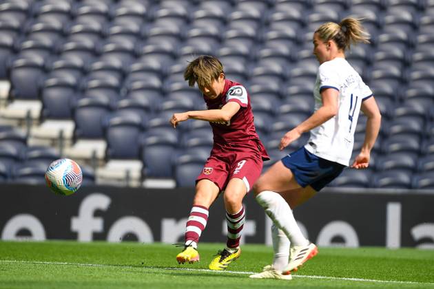 Tottenham Hotspur Women v West Ham United Women FA Women s Super League 18 05 2024. GOAL - West Ham United Women forward Riko Ueki (9) hits a hopeful cross come shot that ends up in the back of the net during the FA Women s Super League match between Tottenham Hotspur Women and West Ham United Women at Tottenham Hotspur Stadium, London, United Kingdom on 18 May 2024. Editorial use only DataCo restrictions apply See www.football-dataco.com , Copyright: xWaynexTuckwellx PSI-19694-0095