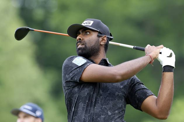 LOUISVILLE, KY - MAY 18: Sahith Theegala during the third round of the PGA, Golf Herren Championship, May 18, 2024, at Valhalla Golf Club in Louisville, Kentucky.(Photo by Matthew Maxey Icon Sportswire) GOLF: MAY 18 PGA Championship EDITORIAL USE ONLY Icon240518026