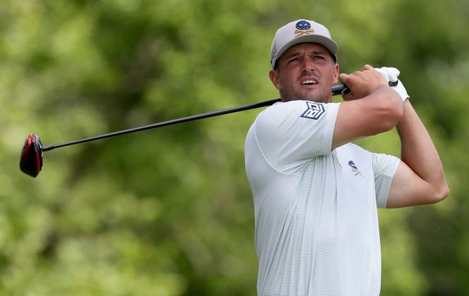 Bryson DeChambeau hits hits a tee shot on the fifth hole during the third round of the 2024 PGA, Golf Herren Championship at Valhalla Golf Course on Saturday, May 18, 2024 in Louisville, Kentucky.  KYP20240518037 JOHNxSOMMERSxII