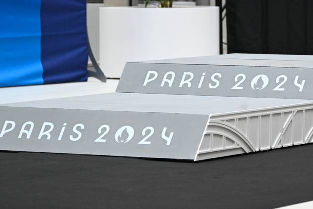 Illustration of podiums during the presentation of podiums Olympic and Paralympic Games at Le Pulse on May 23, 2024 in Saint Denis, France. ( Photo by federico pestellini panoramic ) - PARIS 2024 : Presentation des podiums des Jeux Olympiques et Paralympiques - Saint Denis - 23 05 2024 FedericoPestellini Panoramic 
