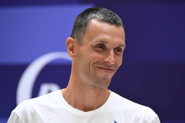 Alexis Hanquinquant ( France ) headshot during the presentation of podiums Olympic and Paralympic Games at Le Pulse on May 23, 2024 in Saint Denis, France. ( Photo by federico pestellini panoramic ) - PARIS 2024 : Presentation des podiums des Jeux Olympiques et Paralympiques - Saint Denis - 23 05 2024 FedericoPestellini Panoramic 