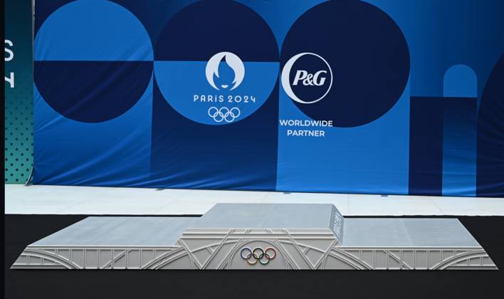 (240524) -- SAINT DENIS, May 24, 2024 -- Photo taken on May 23, 2024 shows the Paris 2024 podium during an unveiling ceremony of the podiums of the Paris 2024 Olympics and Paralympics held in Saint Denis, near Paris, France. (Photo by Julien Mattia Xinhua) (SP)FRANCE-SAINT DENIS-PARIS 2024 OLYMPIC AND PARALYMPIC PODIUMS-UNVEILING JxUlienmattiagaojing 