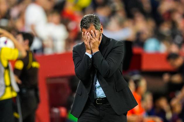 May 26, 2024, Sevilla, Sevilla, SPAIN: Quique Sanchez Flores, head coach of Sevilla FC, gestures during the Spanish league, LaLiga EA Sports, football match played between Sevilla FC and FC Barcelona, Barca at Ramon Sanchez-Pizjuan stadium on May 26, 2024, in Sevilla, Spain. Sevilla SPAIN - ZUMAa181 20240526_zaa_a181_124 Copyright: xJoaquinxCorcherox