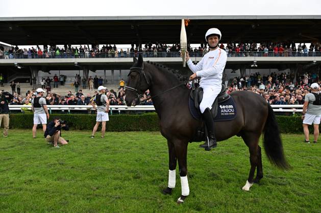 Paris 2024, Olympics, torch relay at Le Lion-d Angers racecourse