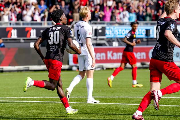 2024-06-02 Excelsior Rotterdam v NAC Breda - Dutch Keuken Kampioen Divisie Promotion Relegation Play Offs Final ROTTERDAM, NETHERLANDS - JUNE 2: Derensili Sanches Fernandes of Excelsior Rotterdam celebrates after scoring his sides third goal during the Dutch Keuken Kampioen Divisie Promotion Relegation Play Offs Final match between Excelsior Rotterdam and NAC Breda at Van Donge & De Roo Stadion on June 2, 2024 in Rotterdam, Netherlands. (Photo by Joris Verwijst BSR Agency) Rotterdam Netherlands Content not available for redistribution in The Netherlands directly or indirectly through any third parties. Copyright: xBSRxAgencyx