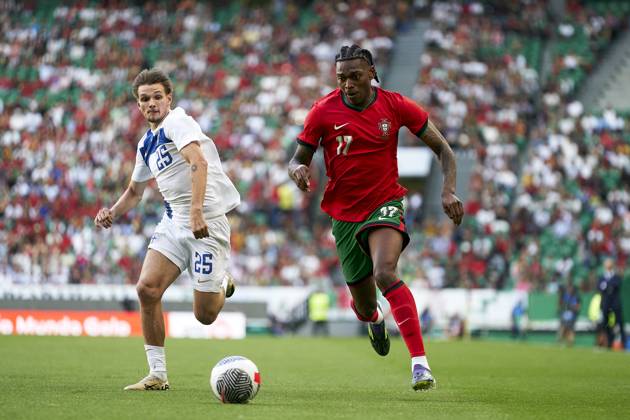 Portugal V Finland - International Friendly, Länderspiel, Nationalmannschaft Juho Talvitie of Finland is competing for the ball with Rafael Leao of Portugal during the international friendly match between Portugal and Finland at Jose Alvalade Stadium in Lisbon, Portugal, on June 04, 2024. Lisbon Portugal  Copyright: xJosexManuelxAlvarezxReyx originalFilename:alvarezrey-notitle240604_npl7p