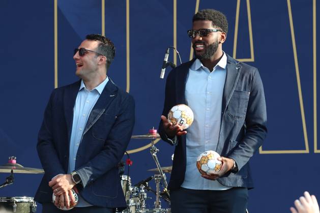 07 06 2024, xtgx, Handball, EHF Champions League, Opening Party v l Aitor Arino Bengoechea Barcelona, 13 , Dika Mem Barcelona, 10 Cologne