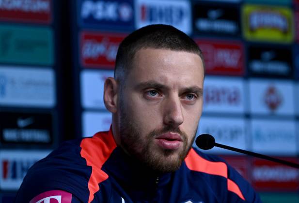 Croatia EURO 2024 press conference, PK, Pressekonferenz Nikola Vlasic of Croatia speak during a Croatia national team, Nationalteam press conference at UEFA EURO, EM, Europameisterschaft,Fussball 2024 Croatia base camp in Neuruppin, Germany on June 10, 2024. MarkoxLukunic PIXSELL