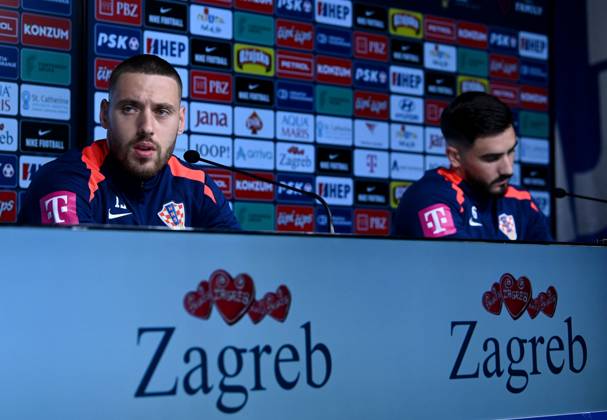 Croatia EURO 2024 press conference, PK, Pressekonferenz Nikola Vlasic and Josip Sutalo of Croatia speak during a Croatia national team, Nationalteam press conference at UEFA EURO, EM, Europameisterschaft,Fussball 2024 Croatia base camp in Neuruppin, Germany on June 10, 2024. MarkoxLukunic PIXSELL