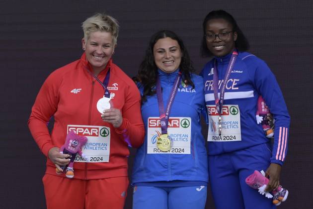 Leichtathletik, EM in Rom, Hammerwurf der Frauen, Siegerehrung