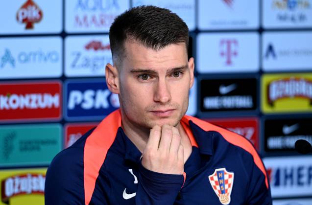 Croatia EURO 2024 press conference, PK, Pressekonferenz Dominik Livkovic of Croatia speak during a Croatia national team, Nationalteam press conference at UEFA EURO, EM, Europameisterschaft,Fussball 2024 Croatia base camp in Neuruppin, Germany on June 11, 2024. MarkoxLukunic PIXSELL