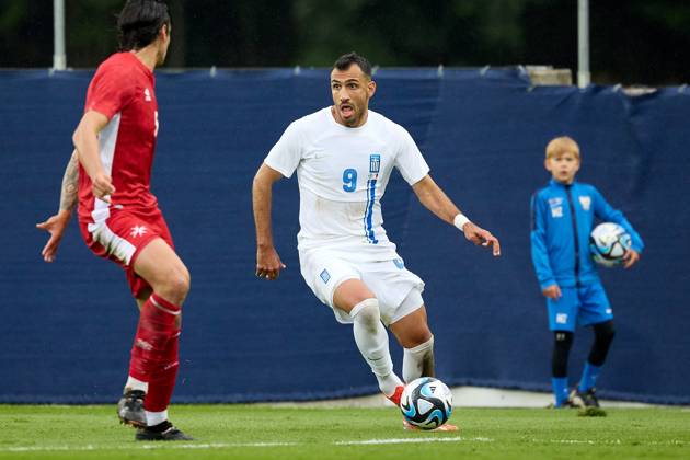 Malta v Greece - International Friendly, Länderspiel, Nationalmannschaft Vangelis Pavlidis of Greece is in action during the international soccer friendly match between Malta and Greece at the Untersberg-Arena, in Grodig, Austria, on June 11, 2024. Grödig Salzburg Austria Copyright: xDomenicxAquilinax originalFilename:aquilina-maltavgr240611_np5hG