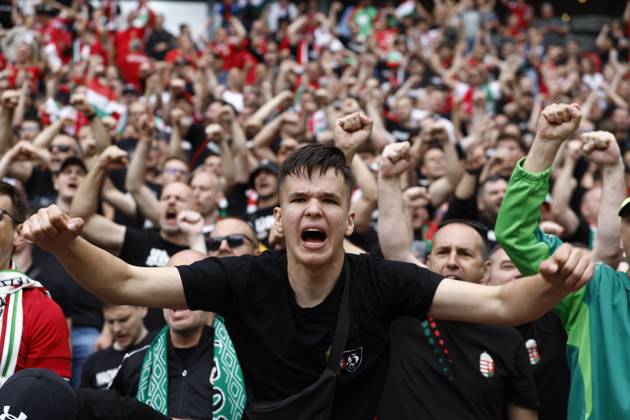 COLOGNE, RheinEnergie Stadium, 15-06-2024 , European Football Championship Euro2024, Group stage match no.2 between Hungary and Switzerland. Fans of Hungary Hungary - Switzerland (Euro2024) x25494999x Copyright: