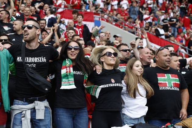 COLOGNE, RheinEnergie Stadium, 15-06-2024 , European Football Championship Euro2024, Group stage match no.2 between Hungary and Switzerland. Fans of Hungary Hungary - Switzerland (Euro2024) x25495001x Copyright: