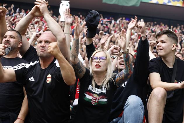 COLOGNE, RheinEnergie Stadium, 15-06-2024 , European Football Championship Euro2024, Group stage match no.2 between Hungary and Switzerland. Fans of Hungary Hungary - Switzerland (Euro2024) x25495181x Copyright:
