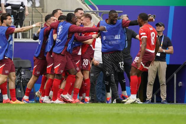 Football, UEFA Euro 2024, Euro 2024, group stage, Group A, Hungary Switzerland Cologne Stadium Swiss cheer