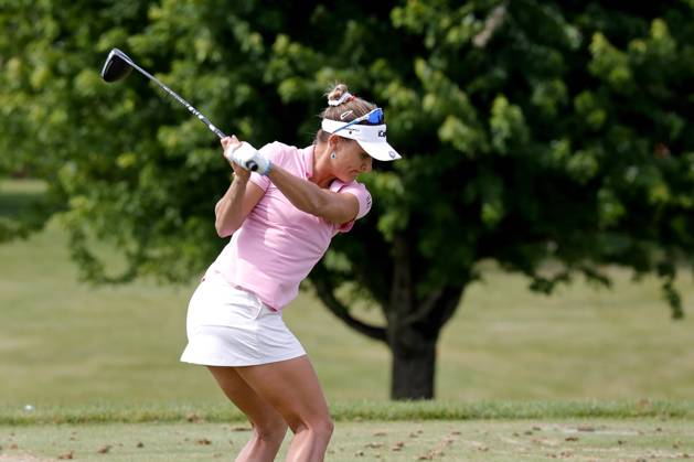 GRAND RAPIDS, MI - JUNE 15: LPGA, Golf Damen golfer Lexi Thompson hits balls on the practice range after finishing her 3rd round during the LPGA Meijer LPGA Classic for Simply Give on June 15th, 2024, at Blythefield Country Club in Grand Rapids, Michigan. (Photo by Brian Spurlock Icon Sportswire) GOLF: JUN 15 LPGA Meijer LPGA Classic for Simply Give EDITORIAL USE ONLY Icon24061552