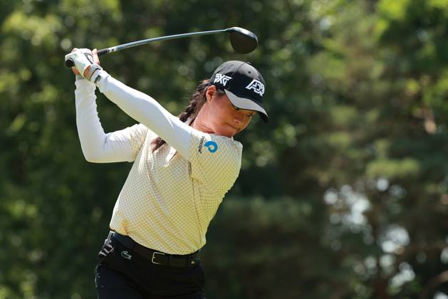 Meijer LPGA, Golf Damen Classic Celine Boutier of France tees off on the 12th hole during Day Three of the Meijer LPGA Classic for Simply Give golf tournament at Blythefield Country Club in Belmont, MI, USA Saturday, June 15, 2024. Belmont Michigan United States  Copyright: xJorgexLemusx originalFilename:lemus-meijerlp240615_np9dv.jpg