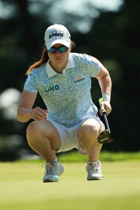 Meijer LPGA, Golf Damen Classic Leona Maguire of Ireland lines up her putt on the 5th green during Day Three of the Meijer LPGA Classic for Simply Give golf tournament at Blythefield Country Club in Belmont, MI, USA Saturday, June 15, 2024. Belmont Michigan United States  Copyright: xJorgexLemusx originalFilename:lemus-meijerlp240615_np7Dz.jpg